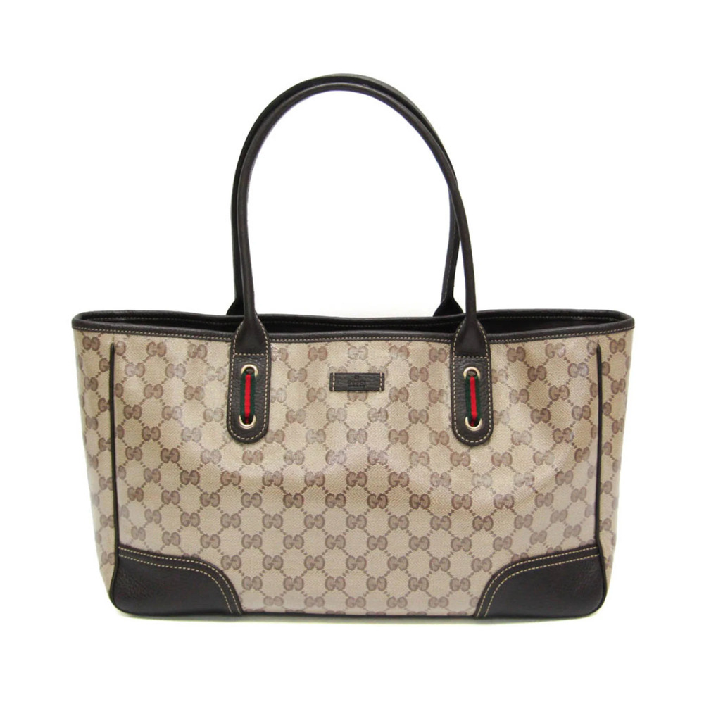 Gucci GG Crystal 293592 Women's GG Crystal,Leather Shoulder Bag,Tote Bag Beig...
